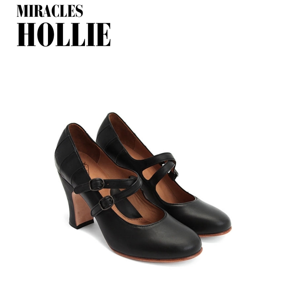 Fluevog Hollie black leather maryjane 3" heels, , Size 6, EUC